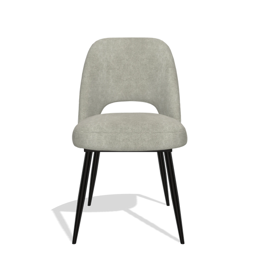 Silla de comedor Zian 6724 en tela Bull 65 (greige), patas en negro, vista frontal