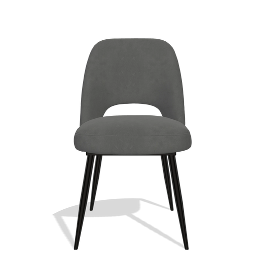 Silla de comedor Zian 6724 en tela Bull 67 (gris oscuro), patas en negro, vista frontal