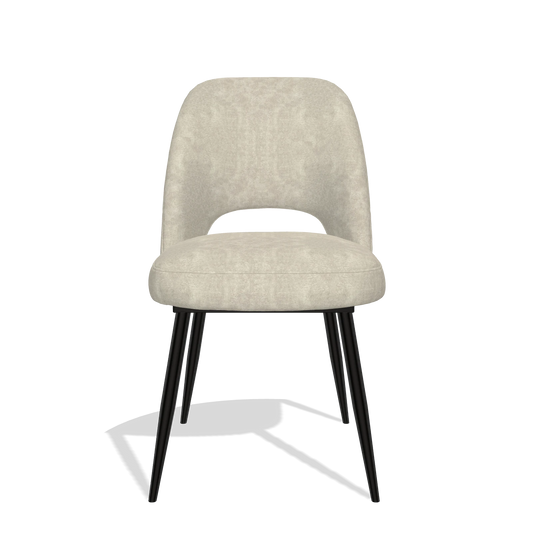 Silla de comedor Zian 6724 en tela Bull 84 (arena), patas en negro, vista frontal