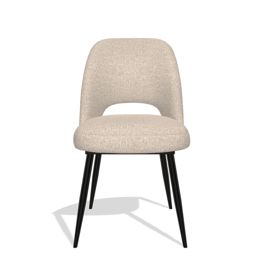 Silla de comedor Zian 6724 en tela Cayenne 102 (arena), patas en negro, vista frontal