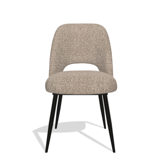 Silla de comedor Zian 6724 en tela Cayenne 15 (topo), patas en negro, vista frontal