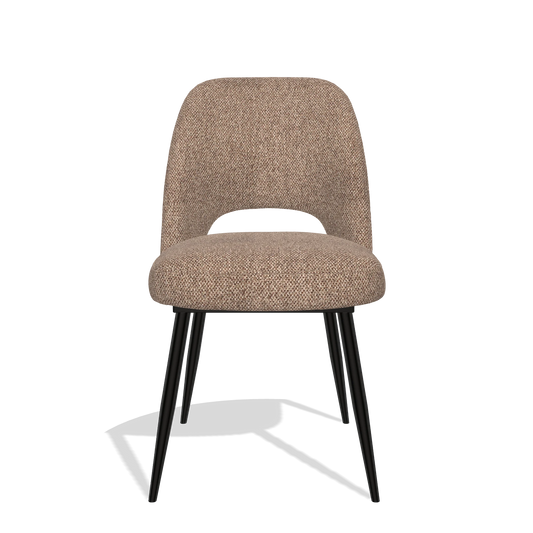 Silla de comedor Zian 6724 en tela Cayenne 28 (topo), patas en negro, vista frontal