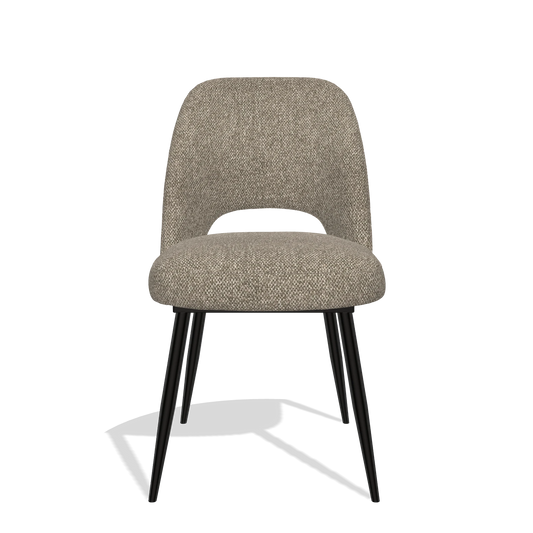 Silla de comedor Zian 6724 en tela Cayenne 55 (topo), patas en negro, vista frontal