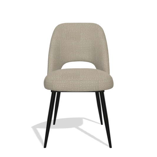 Silla de comedor Zian 6724 en tela Energy 05 (greige), patas en negro, vista frontal