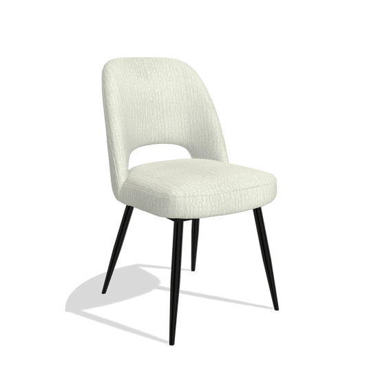 Silla de comedor Zian 6724 en tela Energy 101 (gris claro), patas en negro, vista en ángulo