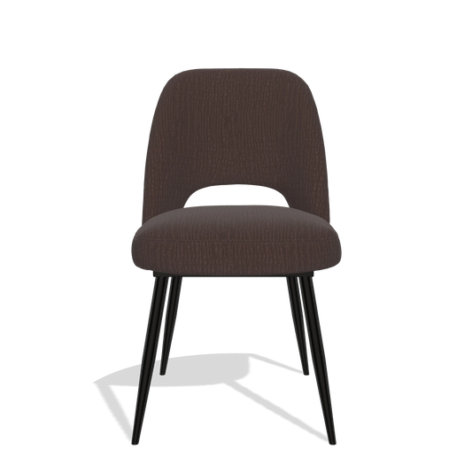 Silla de comedor Zian 6724 en tela Energy 34 (chocolate), patas en negro, vista frontal