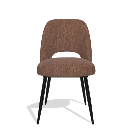Silla de comedor Zian 6724 en tela Energy 96 (marrón), patas en negro, vista frontal