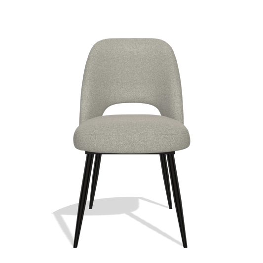 Silla de comedor Zian 6724 en tela Glory 01 (greige), patas en negro, vista frontal