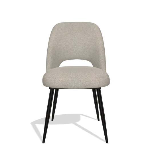 Silla de comedor Zian 6724 en tela Glory 05 (greige), patas en negro, vista frontal