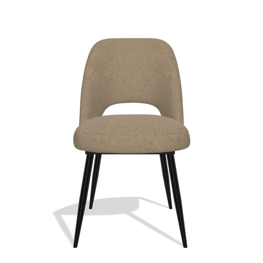 Silla de comedor Zian 6724 en tela Glory 13 (topo), patas en negro, vista frontal