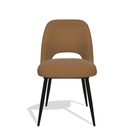 Silla de comedor Zian 6724 en tela Glory 16 (marrón), patas en negro, vista frontal