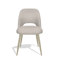 Chaise de salle à manger Zian 6724 en tissu Glory 196 (vieux rose), pieds en champagne, vue de face