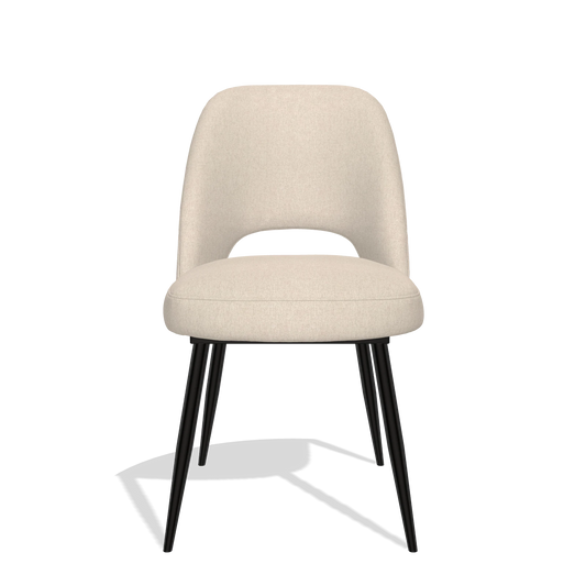 Silla de comedor Zian 6724 en tela Guard 05 (gris claro), patas en negro, vista frontal