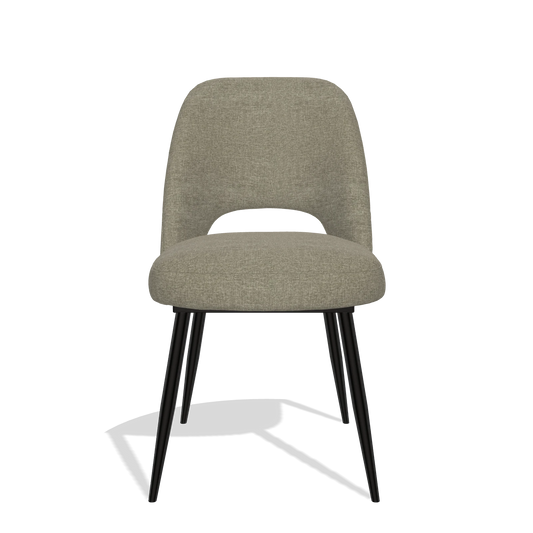 Silla de comedor Zian 6724 en tela Guard 193 (topo), patas en negro, vista frontal