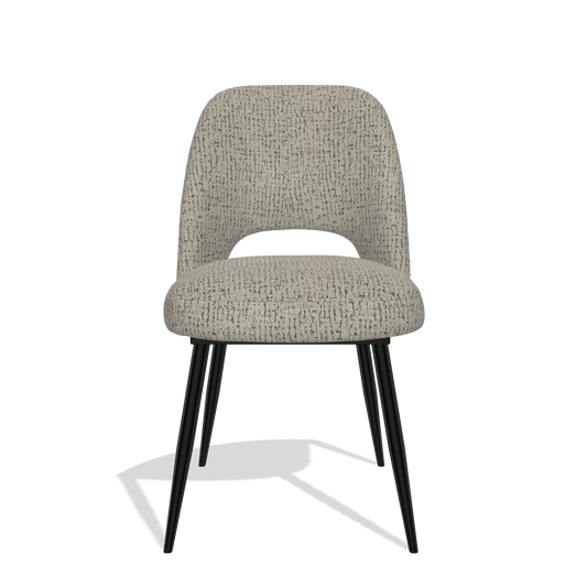 Silla de comedor Zian 6724 en tela Horta 01 (gris), patas en negro, vista frontal