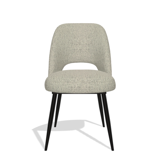 Silla de comedor Zian 6724 en tela Horta 05 (greige), patas en negro, vista frontal
