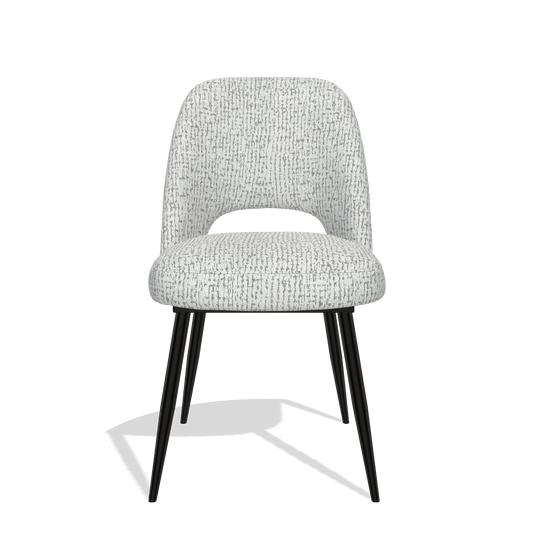 Silla de comedor Zian 6724 en tela Horta 101 (gris claro), patas en negro, vista frontal