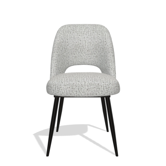 Silla de comedor Zian 6724 en tela Horta 106 (gris claro), patas en negro, vista frontal