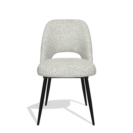 Silla de comedor Zian 6724 en tela Horta 186 (gris claro), patas en negro, vista frontal