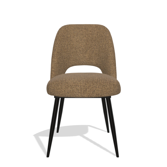 Silla de comedor Zian 6724 en tela Horta 23 (oliva), patas en negro, vista frontal
