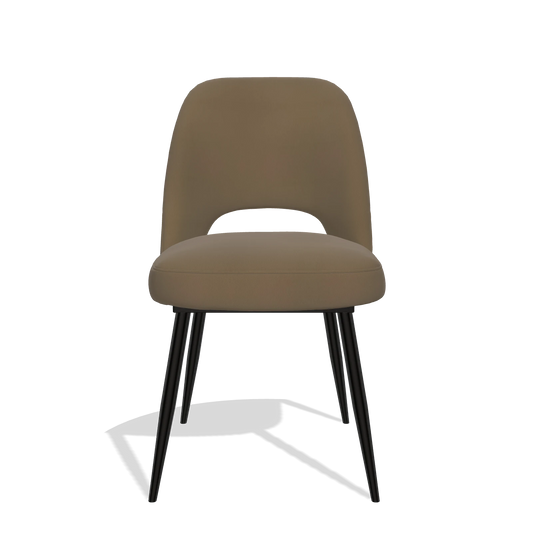 Sedia da pranzo Zian 6724 in Pelle A802 (oliva), gambe in nero, vista frontale