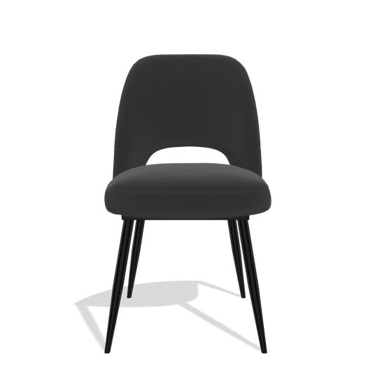 Sedia da pranzo Zian 6724 in Pelle A804 (nero), gambe in nero, vista frontale