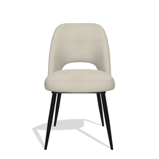 Sedia da pranzo Zian 6724 in Pelle A822 (grigio chiaro), gambe in nero, vista frontale