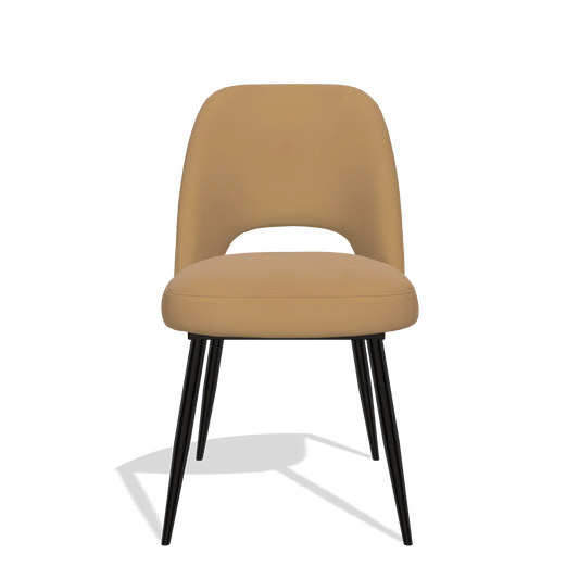 Sedia da pranzo Zian 6724 in Pelle A823 (senape), gambe in nero, vista frontale