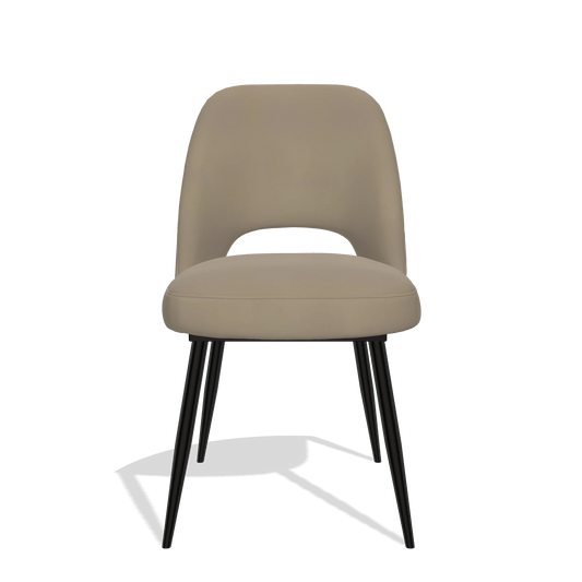 Sedia da pranzo Zian 6724 in Pelle A824 (verde salvia), gambe in nero, vista frontale