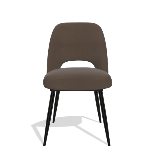 Sedia da pranzo Zian 6724 in Pelle A825 (marrone), gambe in nero, vista frontale