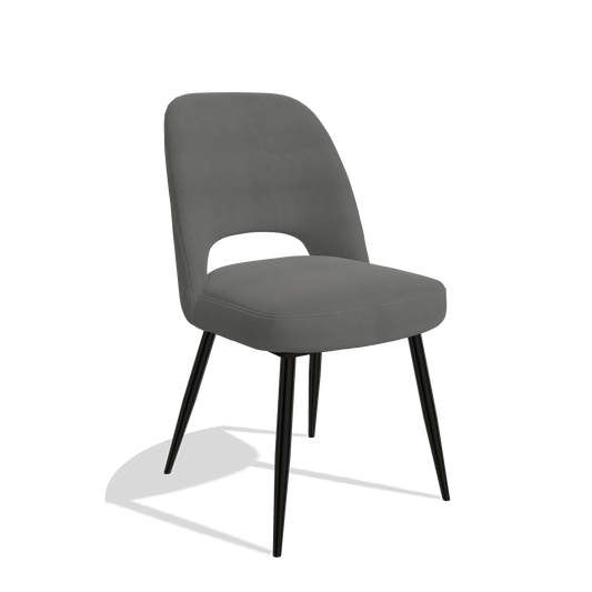 Sedia da pranzo Zian 6724 in Pelle B400 (grigio scuro), gambe in nero, vista angolata