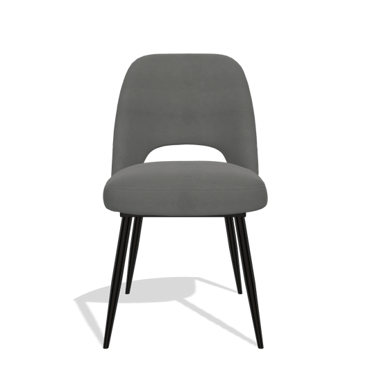 Sedia da pranzo Zian 6724 in Pelle B400 (grigio scuro), gambe in nero, vista frontale