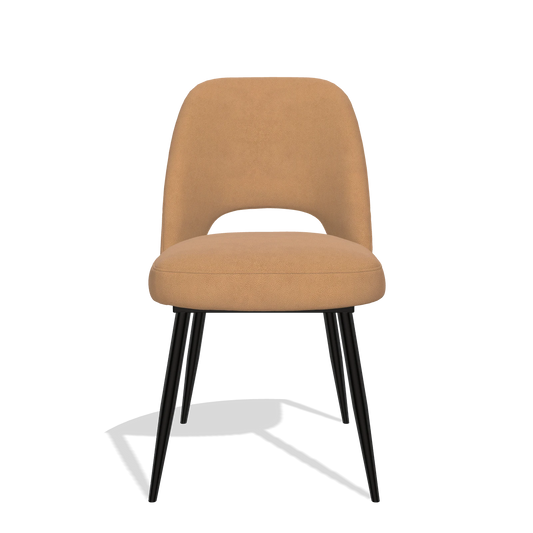 Sedia da pranzo Zian 6724 in Pelle B401 (senape), gambe in nero, vista frontale