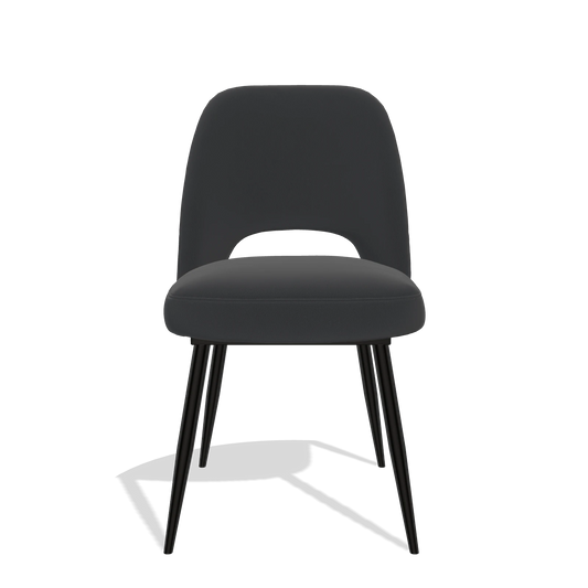 Silla de comedor Zian 6724 en Piel B500 (negro), patas en negro, vista frontal
