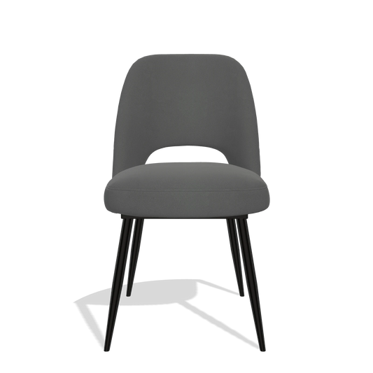 Silla de comedor Zian 6724 en Piel B502 (gris oscuro), patas en negro, vista frontal