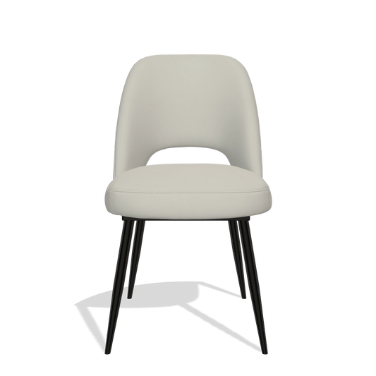 Silla de comedor Zian 6724 en Piel B506 (gris claro), patas en negro, vista frontal