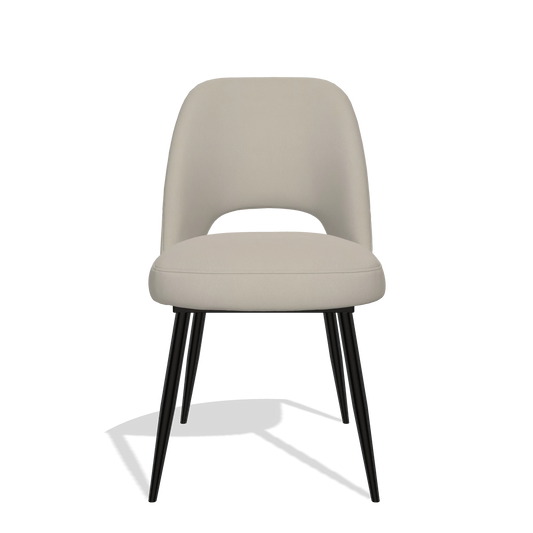 Silla de comedor Zian 6724 en Piel B514 (gris claro), patas en negro, vista frontal