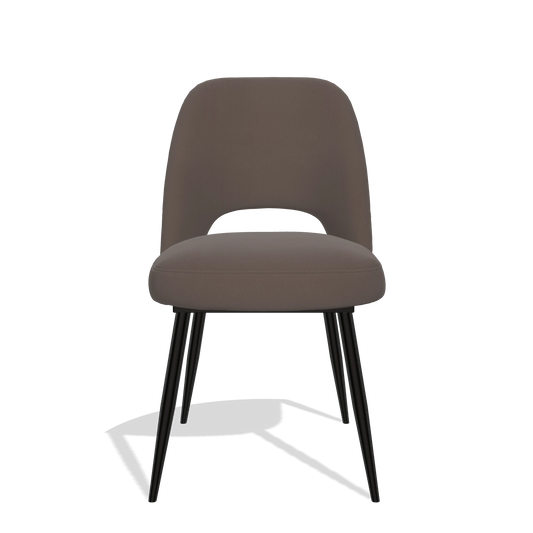 Silla de comedor Zian 6724 en Piel B535 (marrón), patas en negro, vista frontal