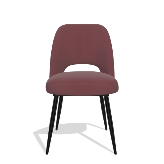 Silla de comedor Zian 6724 en Piel B554 (marrón), patas en negro, vista frontal