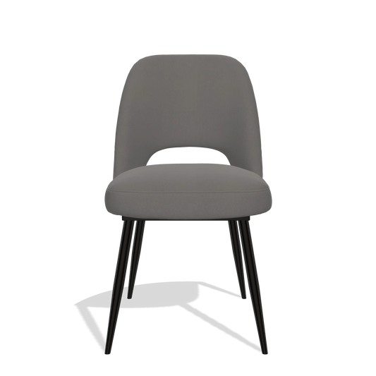 Silla de comedor Zian 6724 en Piel B584 (gris oscuro), patas en negro, vista frontal