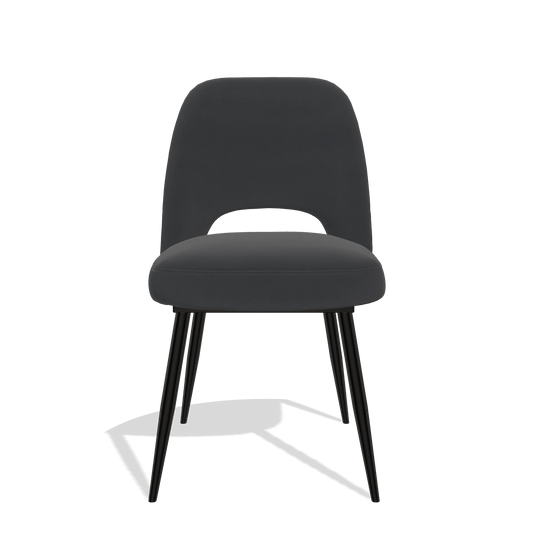 Silla de comedor Zian 6724 en Piel B900 (negro), patas en negro, vista frontal