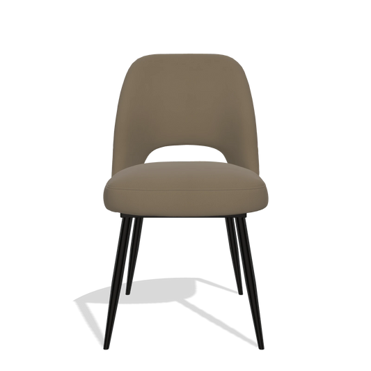 Silla de comedor Zian 6724 en Piel B901 (oliva), patas en negro, vista frontal