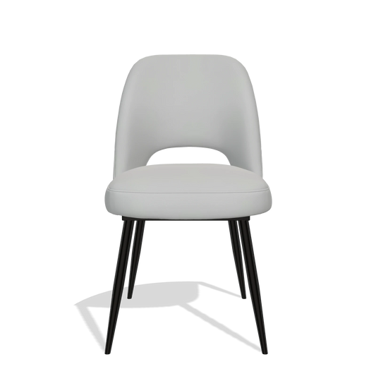 Silla de comedor Zian 6724 en Piel B904 (gris claro), patas en negro, vista frontal