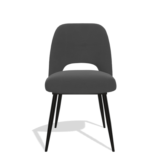 Silla de comedor Zian 6724 en Piel B905 (antracita), patas en negro, vista frontal
