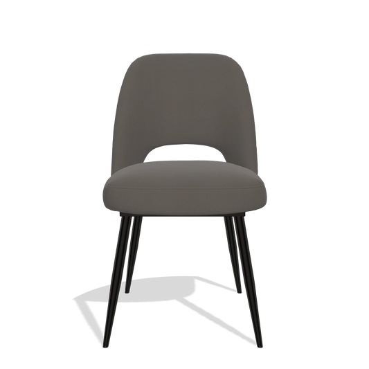 Silla de comedor Zian 6724 en Piel B918 (gris oscuro), patas en negro, vista frontal