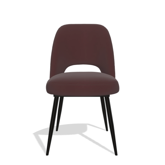 Silla de comedor Zian 6724 en Piel B938 (chocolate), patas en negro, vista frontal