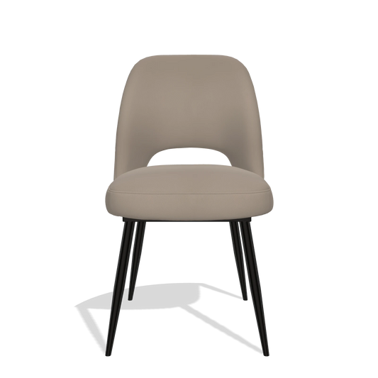 Silla de comedor Zian 6724 en Piel B942 (greige), patas en negro, vista frontal