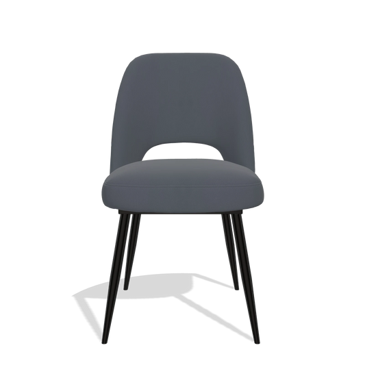 Silla de comedor Zian 6724 en Piel B961 (gris oscuro), patas en negro, vista frontal