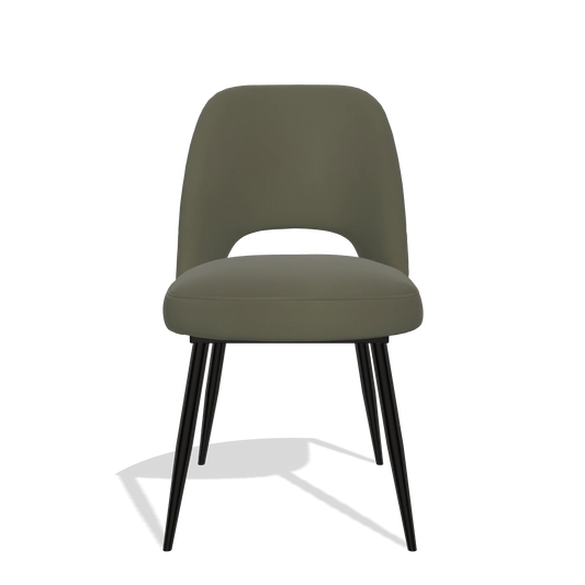 Silla de comedor Zian 6724 en Piel B962 (gris oscuro), patas en negro, vista frontal