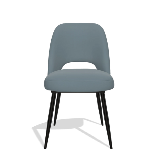 Silla de comedor Zian 6724 en Piel B963 (gris), patas en negro, vista frontal